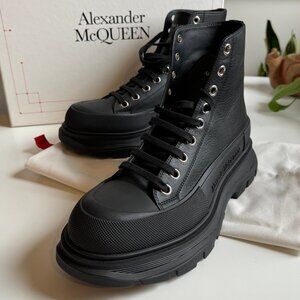 Alexander McQueen Black Lace Up Boots